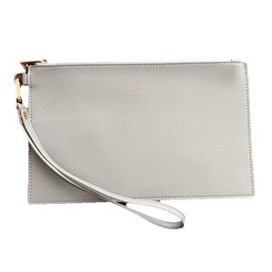 TED BAKER Leather Clutch Wristlet Grey Rose Gold Accents Minimalist Quiet Luxury